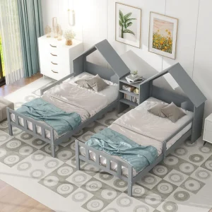 Twin House Bed with Nightstand